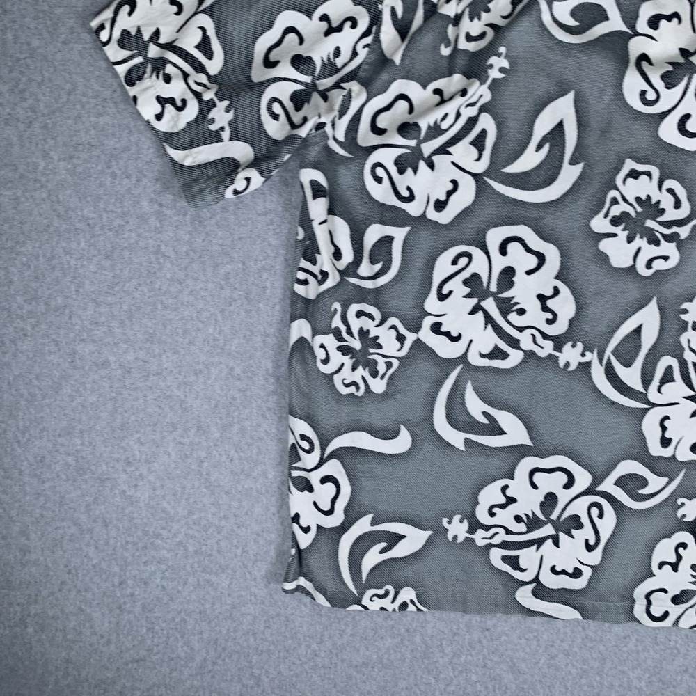 Vintage Billabong Hawaiian Shirt Medium Gray Surf Floral Made In USA - Picture 10 of 16